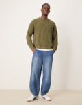 [ASOS DESIGN] ASOS DESIGN oversized fit jeans with ADS logo in smoky blue W28 Mid wash blue