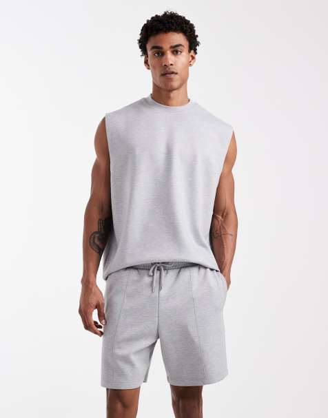 ASOS DESIGN oversized fit jersey shorts with pintucks in grey - view 1