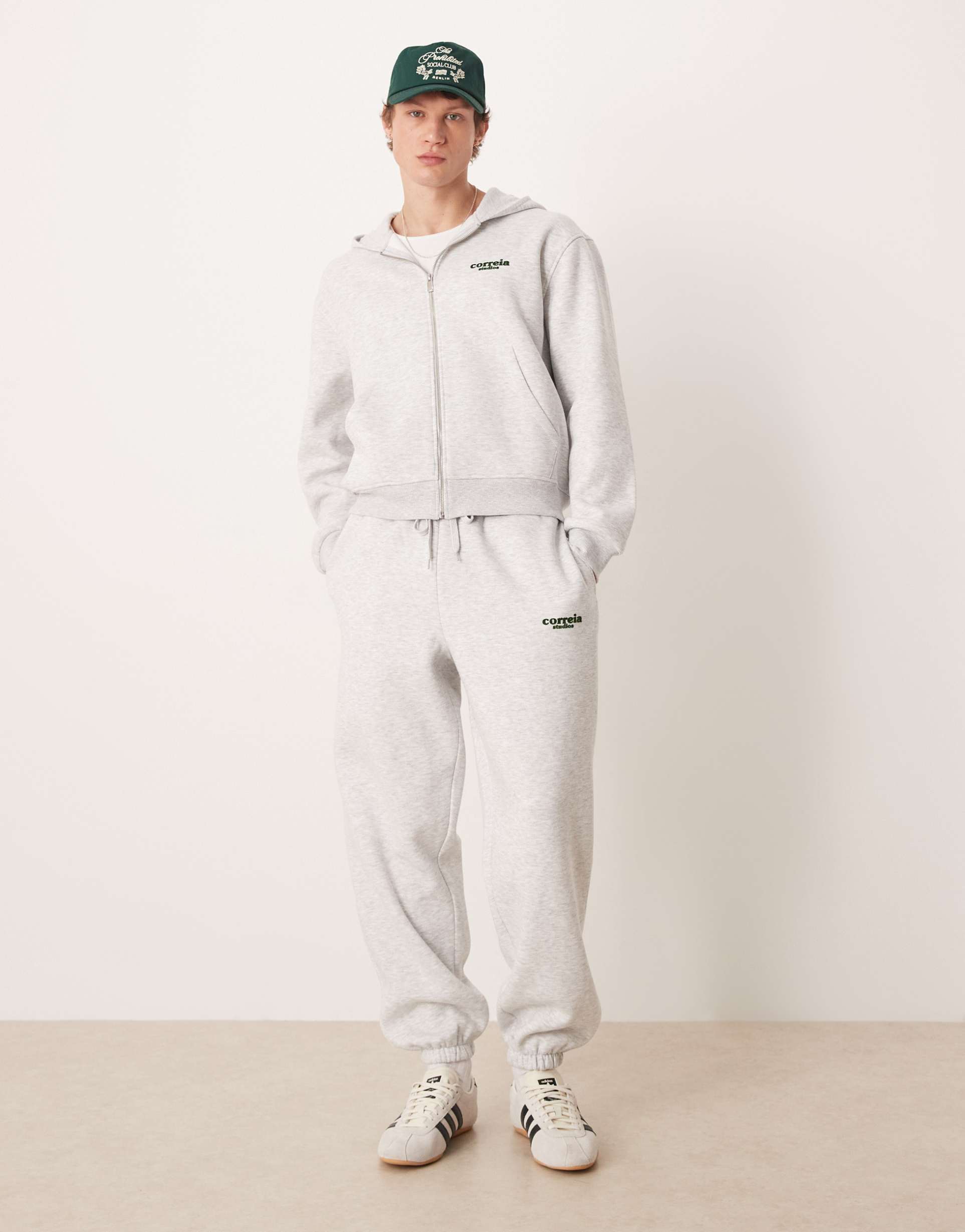 ASOS DESIGN oversized fit joggers with print detail in ice marl