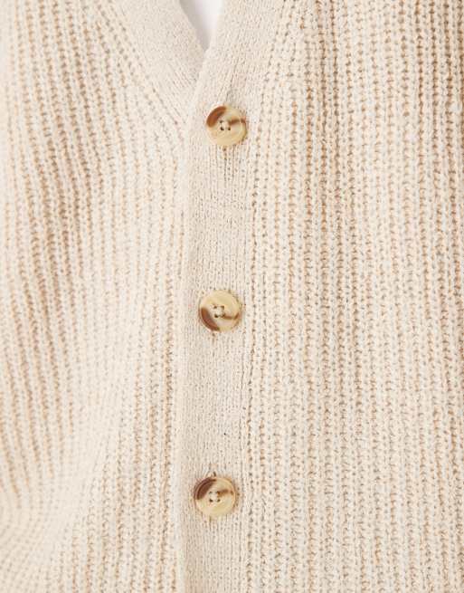 ASOS DESIGN oversized  fit knitted cardigan in beige , 5 of 5