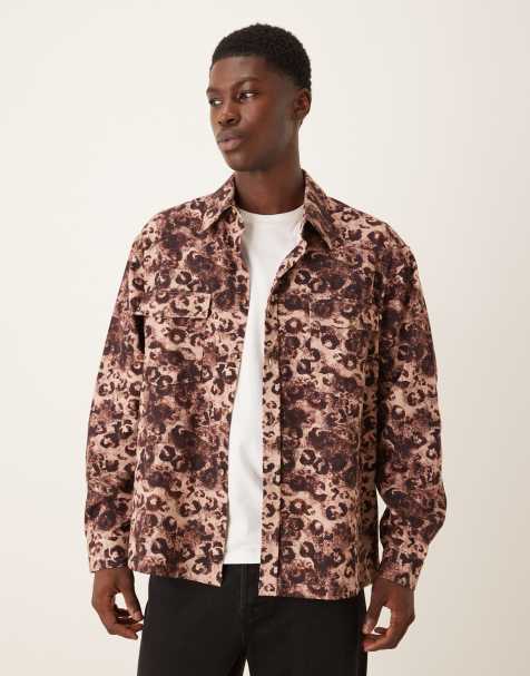 ASOS DESIGN oversized fit leopard printed shirt with pocket detail in heavy twill - view 1