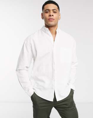 ASOS DESIGN oversized fit linen shirt in white