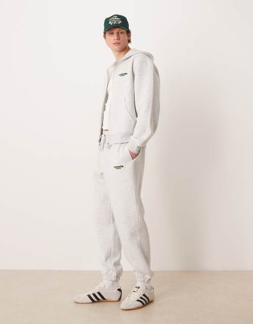 ASOS DESIGN oversized fit sweatpants with print detail in heathered ice, 3 of 5