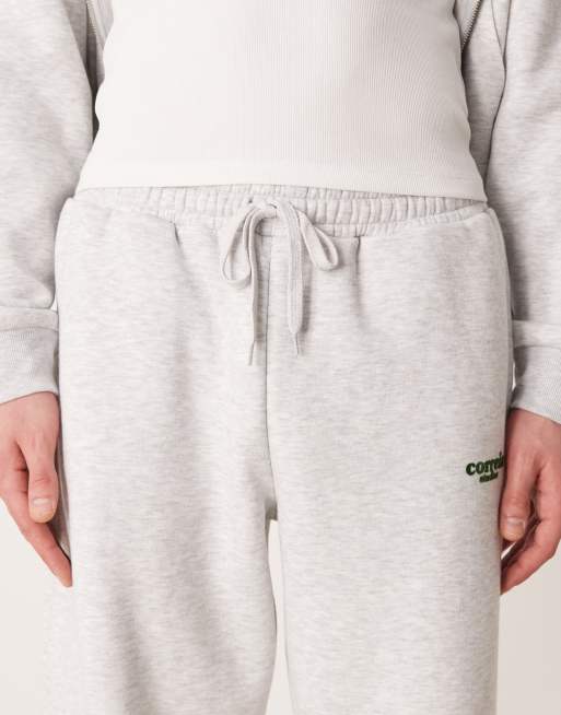 ASOS DESIGN oversized fit sweatpants with print detail in heathered ice, 5 of 5
