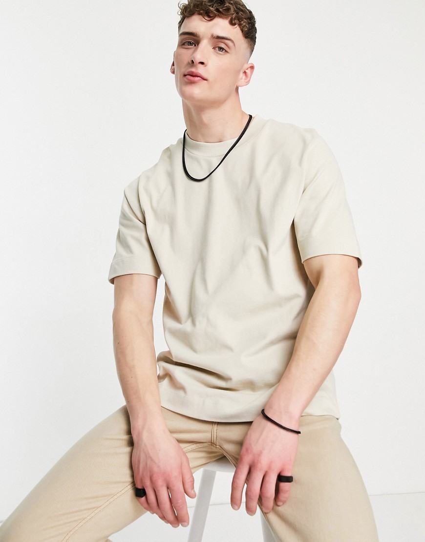 ASOS DESIGN oversized fit t-shirt in brushed cotton in beige-Neutral