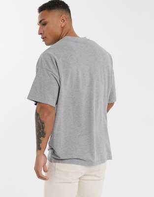 ASOS DESIGN oversized fit t-shirt with crew neck in pique in gray marl