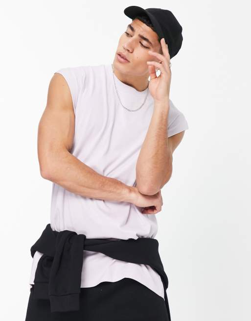 ASOS DESIGN oversized fit tank top in washed lilac