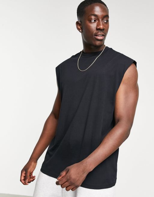 ASOS DESIGN oversized fit tank top with dropped armholes in black