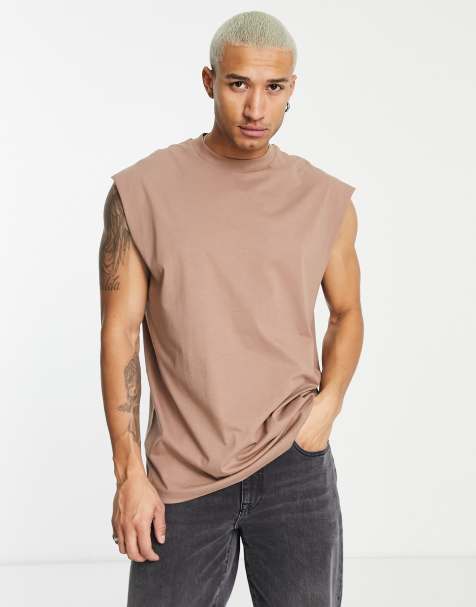 ASOS DESIGN oversized fit vest in light brown - view 1