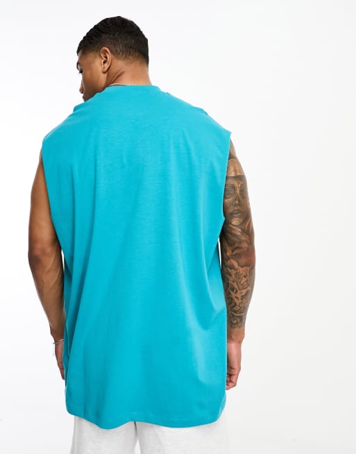 ASOS DESIGN oversized fit vest with dropped armholes in bright blue