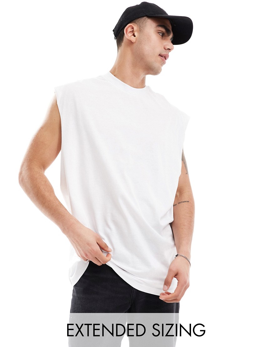 ASOS DESIGN oversized fit vest with dropped armholes in white