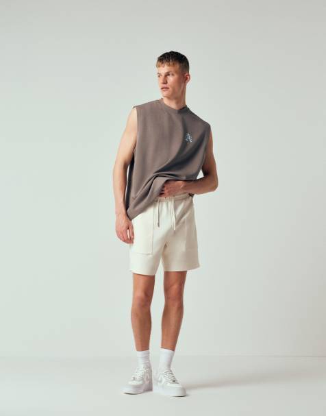 ASOS DESIGN oversized fit zip jersey short in beige - view 1