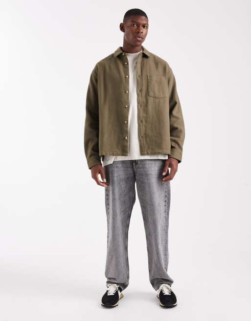 ASOS DESIGN - Oversized flanellen overhemd in kaki, 2 van 5