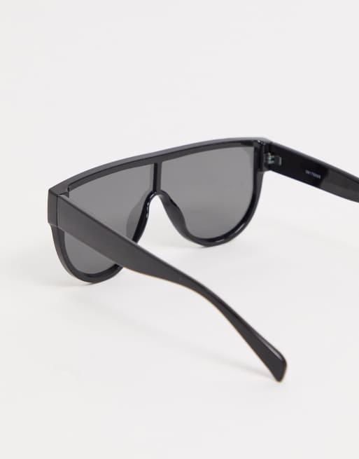 Black tinted oversized hot sale flat top sunglasses