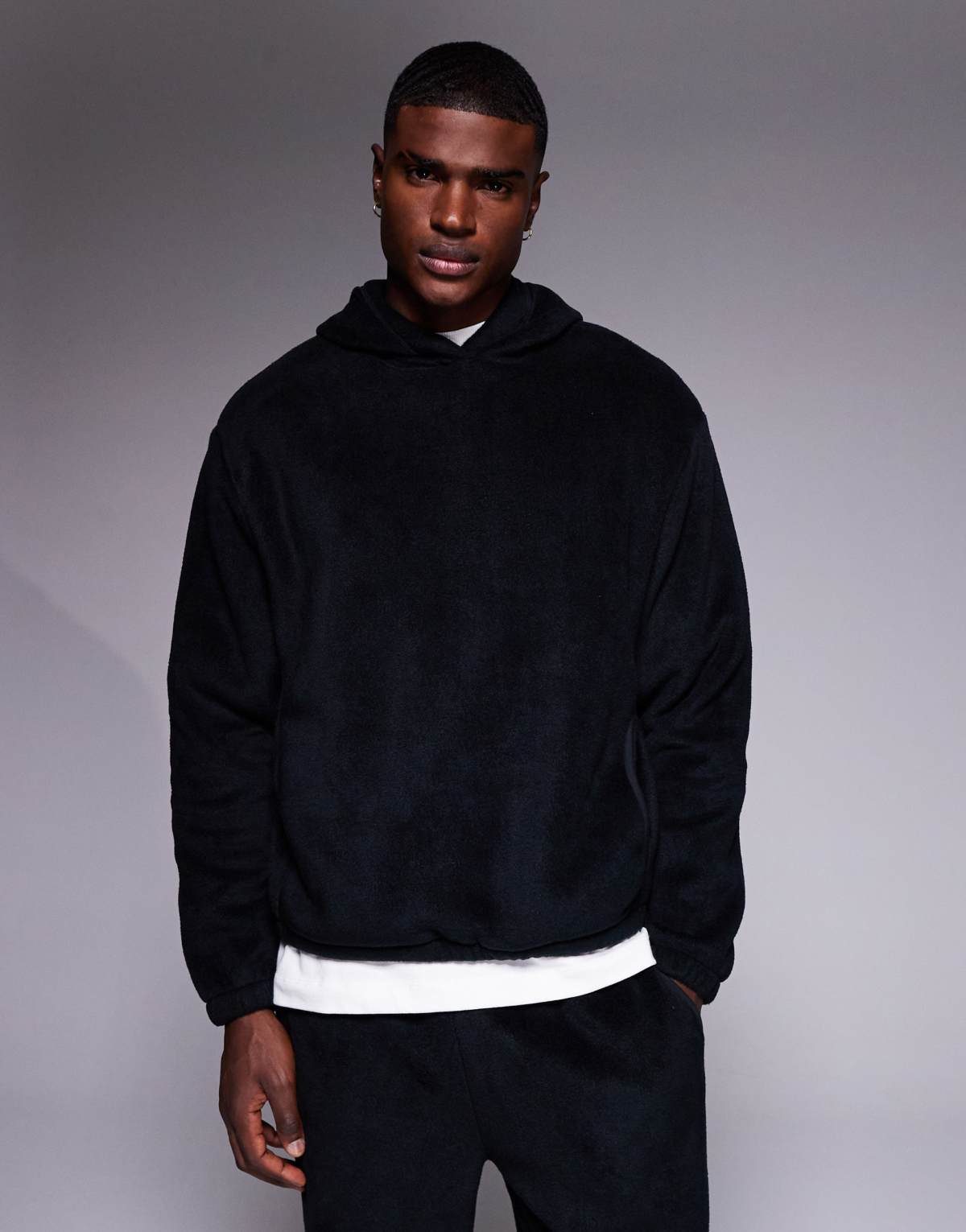 ASOS DESIGN oversized fleece hoodie co-ord in black