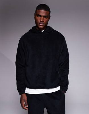 Asos Design Oversized Fleece Hoodie In Black