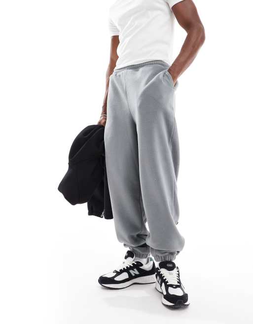 ASOS DESIGN - Oversized fleece joggingbroek in grijs