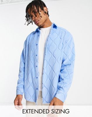 ASOS DESIGN oversized fleece shirt with embossed print - ASOS Price Checker