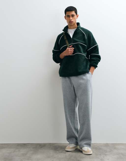 ASOS DESIGN oversized fleece with piping in green, 2 of 5