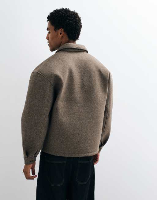ASOS DESIGN oversized fleecejack met structuur in bruin, 5 van 5