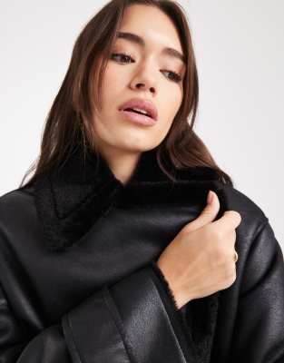 Asos Design Oversized Flight Jacket In Black