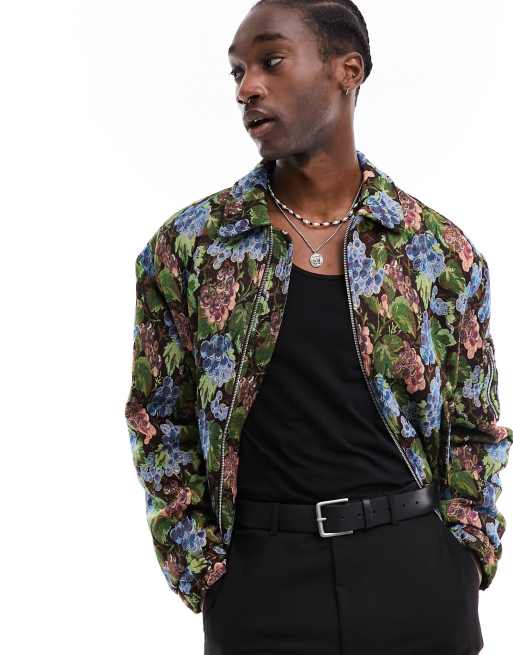 ASOS DESIGN oversized floral jacquard bomber jacket