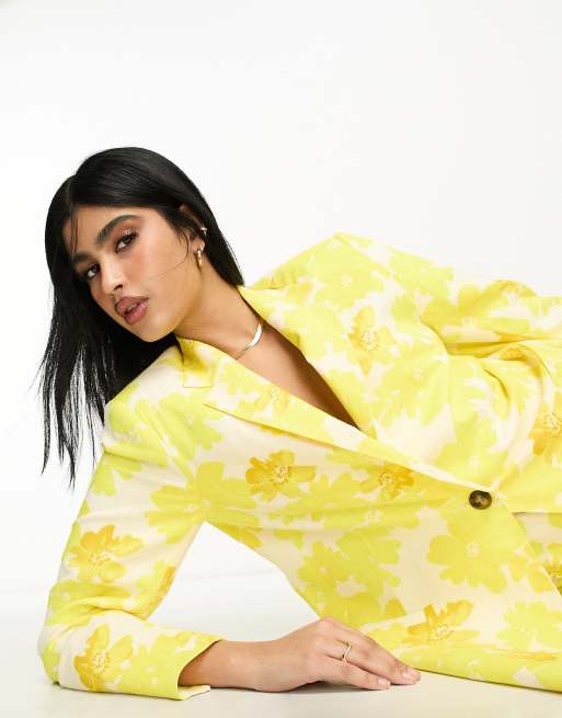 Yellow best sale floral blazer