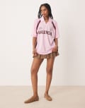 [ASOS DESIGN] ASOS DESIGN oversized football shirt with Valencia graphic in pink S PINK