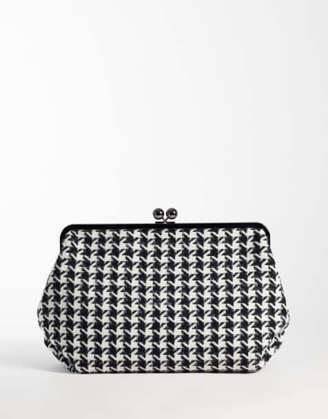 ASOS DESIGN oversized frame clutch bag in houndstooth - view 1