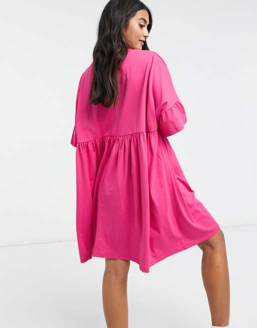 Asos pink smock on sale dress