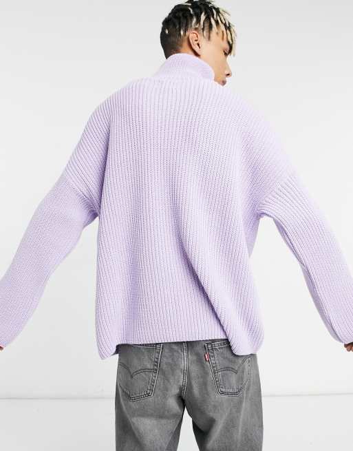 ASOS DESIGN oversized funnel neck jumper in lilac ASOS