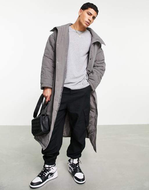 ASOS DESIGN longline puffer vest in stone