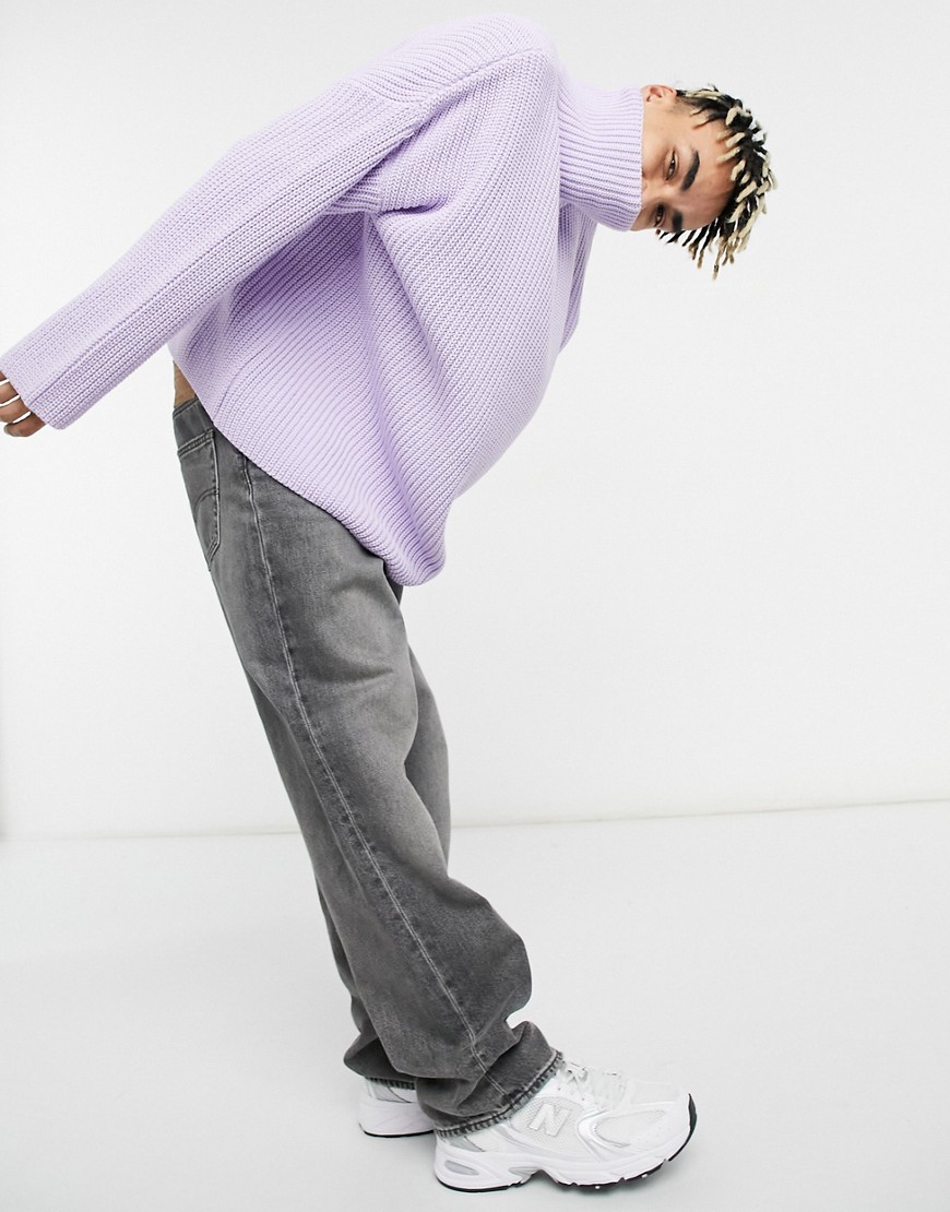 ASOS DESIGN oversized funnel neck sweater in lilac-Purple
