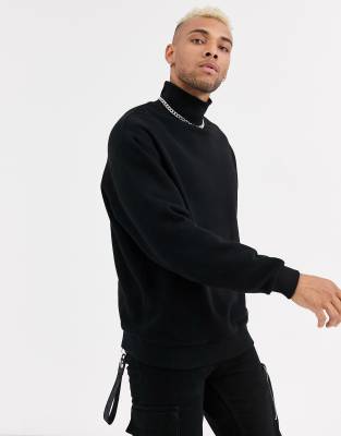 black funnel neck sweatshirt