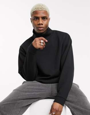 black funnel neck sweatshirt