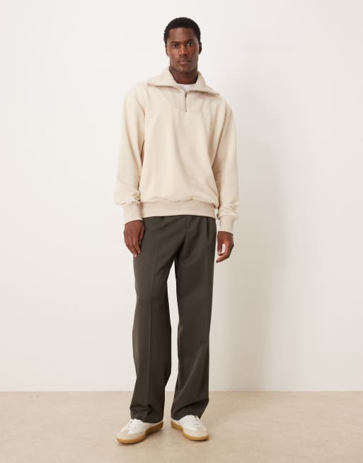 ASOS DESIGN oversized funnel neck sweatshirt in stone, 2 of 5