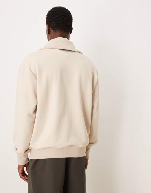 ASOS DESIGN oversized funnel neck sweatshirt in stone, 4 of 5