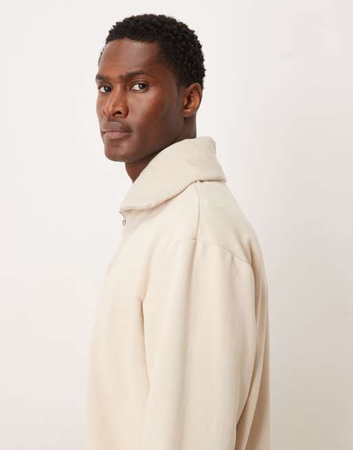ASOS DESIGN oversized funnel neck sweatshirt in stone, 5 of 5