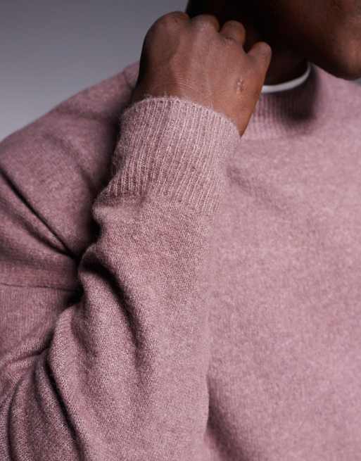 ASOS DESIGN - Oversized geborsteld gebreide trui met ronde hals in mauve, 5 van 5