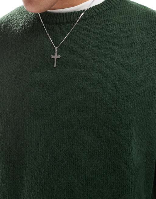 ASOS DESIGN oversized brushed knit sweater in dark green