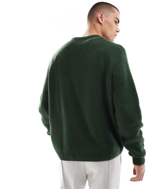 ASOS DESIGN oversized brushed knit sweater in dark green