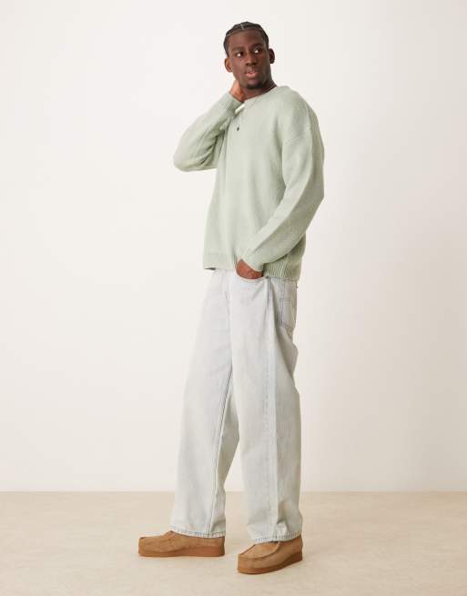 ASOS DESIGN oversized knitted brushed crew neck sweater in sage green