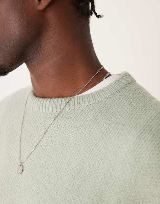 ASOS DESIGN oversized knitted brushed crew neck sweater in sage green