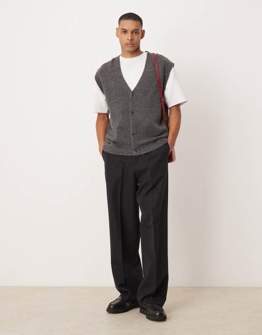 ASOS DESIGN - Oversized gebreid hemdje met knoopsluiting in grijs, 2 van 4