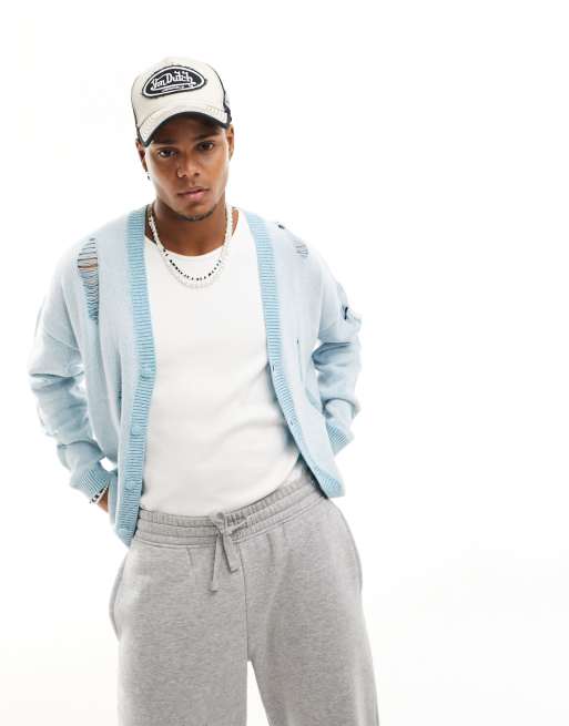 ASOS DESIGN - Oversized gebreid opengewerkt vest in blauw