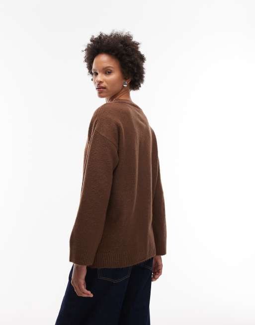 ASOS DESIGN - Oversized gebreid vest in bruin, 2 van 4