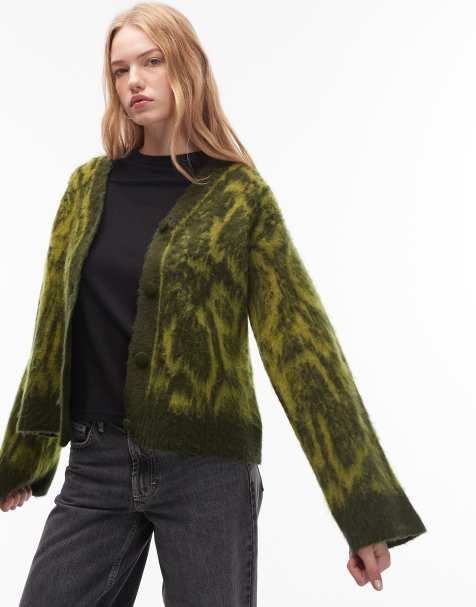 ASOS DESIGN - Oversized gebreid vest in geborstelde dierenprint - view 1