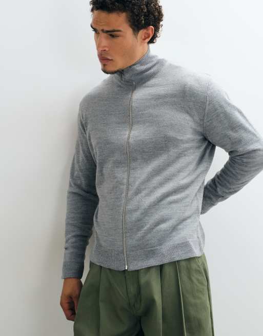 ASOS DESIGN oversized gebreid vest met opstaande kraag in grijs, 4 van 5