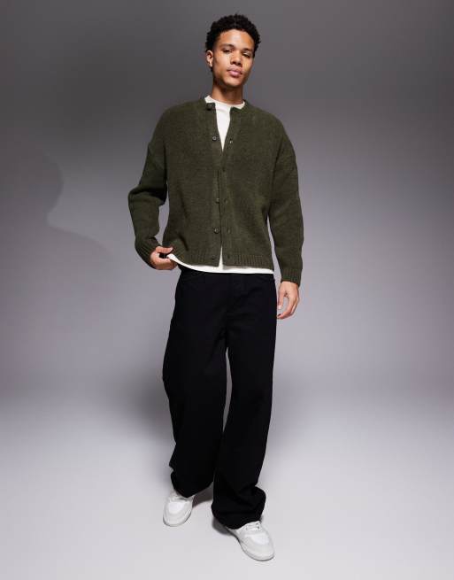 ASOS DESIGN - Oversized gebreid vest met ronde hals in groen, 3 van 5
