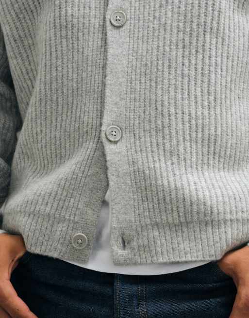 ASOS DESIGN oversized gebreid vest van wolmix met ronde hals in grijs gemêleerd, 4 van 5